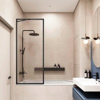 Шторка на ванну Veconi Palau 90 PL85B-90-01-C7 профиль Черный матовый стекло прозрачное