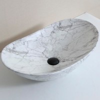 Раковина-чаша CeramaLux 63 1575 Белый мрамор фаянс накладная