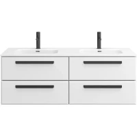 Тумба под раковину Cezares Eco-Cer-N 140 ECO-CER-N-1400-4C-SO-2-BL подвесная Bianco Lucido без ручек МДФ / ЛДСП