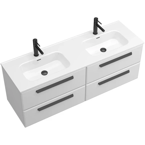 Тумба под раковину Cezares Eco-Cer-N 140 ECO-CER-N-1400-4C-SO-2-BL подвесная Bianco Lucido без ручек МДФ / ЛДСП