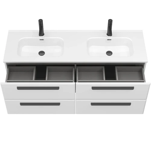 Тумба под раковину Cezares Eco-Cer-N 140 ECO-CER-N-1400-4C-SO-2-BL подвесная Bianco Lucido без ручек МДФ / ЛДСП
