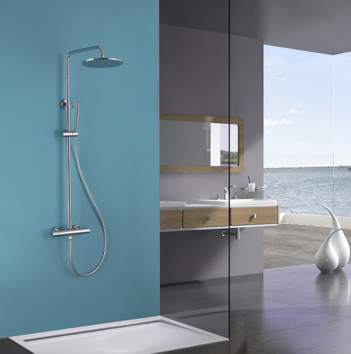 Душевая система Abber Wasser Kreis AF8160 с термостатом Хром латунь на стену