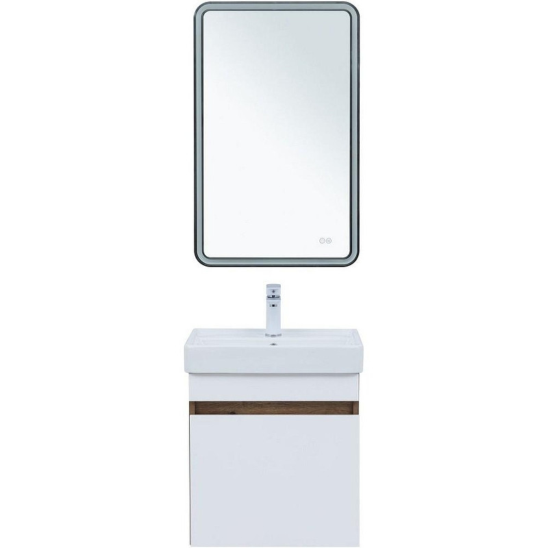 Тумба под раковину Aquanet Оптима 50 344790 подвесная Дуб рустикальный Белый сатин