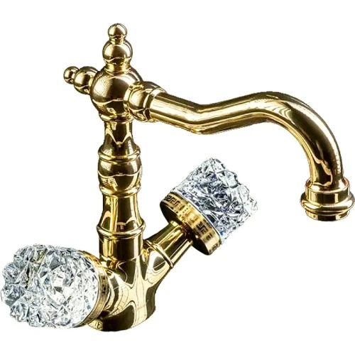 Смеситель для раковины Boheme Crystal 292-CRST Золото латунь