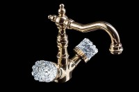 Смеситель для раковины Boheme Crystal 292-CRST Золото латунь