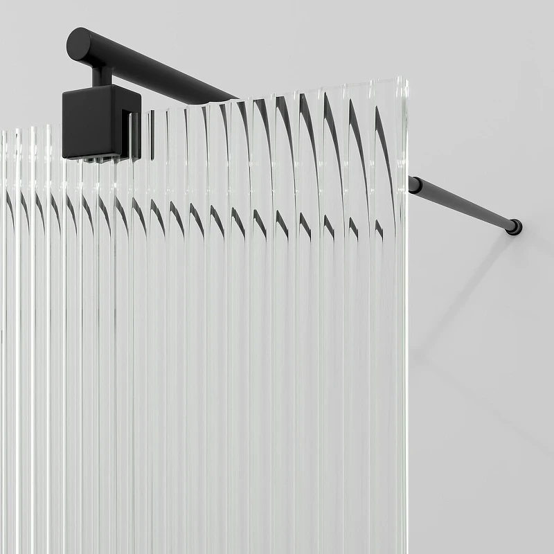 Душевая перегородка WasserKRAFT Vechte 120 60W40MB-FL профиль Черный стекло рифленое