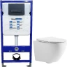 Унитаз с инсталляцией CeramaLux 2197 + WellWant Standart 50 WWISI111BB с сиденьем Микролифт и Черной матовой клавишей смыва
