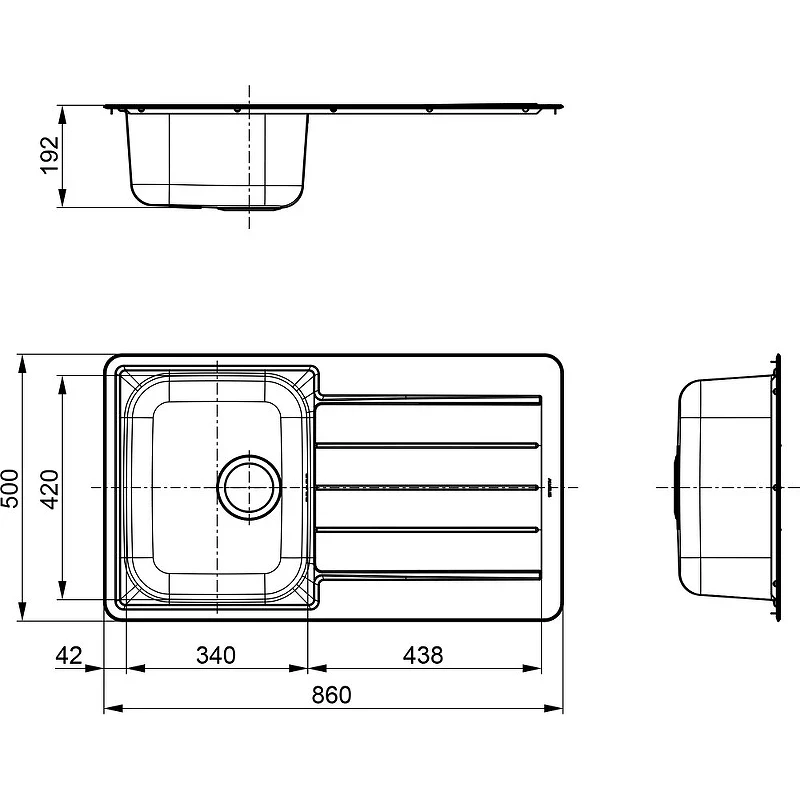 Кухонная мойка Alveus Line Max 20 SAT-90 860x500 1144640 Сатинированная сталь нержавеющая сталь встраиваемый