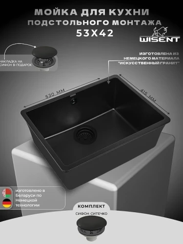 Кухонная мойка Wisent 53 MWC500-25/WGER013 цвет Оникс