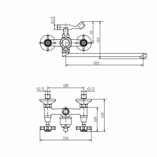 Смеситель для ванны Fashun A2124 универсальный цвет Хром