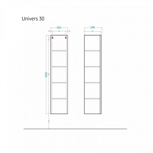 Шкаф пенал Alavann Univers 30 ALV0223001 подвесной цвет Белый
