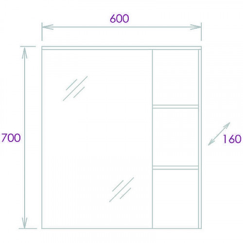 Зеркальный шкаф Onika Легран 60.00У 206071 Дуб галифакс