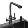 Кухонная мойка Wisent 50 WS35044B/W02-114B/W405B/W302644B/W4355-3-U со смесителем цвет Графит
