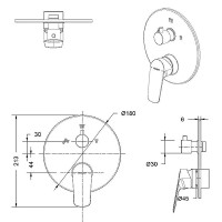 Смеситель для душа Bravat Rhein PB8429564BW-3-ENG Черный матовый латунь встраиваемый