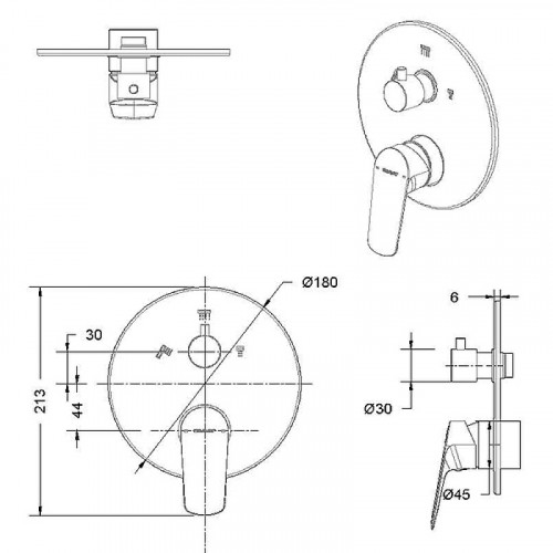 Смеситель для душа Bravat Rhein PB8429564BW-3-ENG Черный матовый латунь встраиваемый
