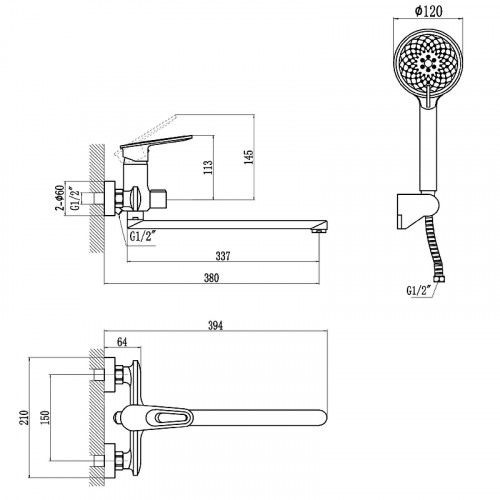 Смеситель для ванны Savol S-600609AW универсальный цвет Белый Хром