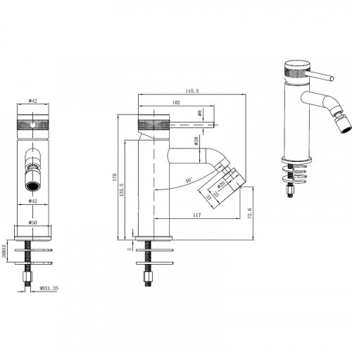 Смеситель для биде Allen Brau Priority 5.31A04-MG Графит брашированный латунь
