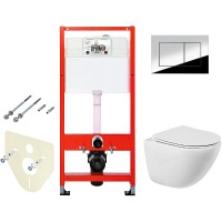 Комплект унитаза BelBagno Amanda BB051CHR+BB051SC с инсталляцией Tece Profil 9400412 с сиденьем Микролифт и клавишей смыва Хром глянцевый фаянс подвесной