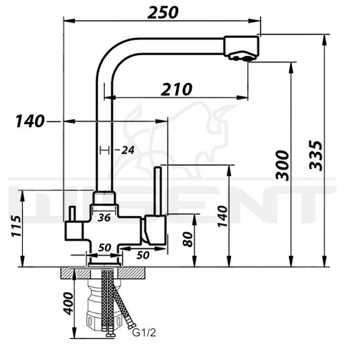 Смеситель для кухни Wisent W4355-3-25 цвет Оникс