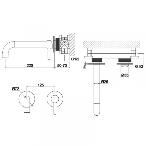 Смеситель для раковины Whitecross Y gunmetal Y1215GM Оружейная сталь латунь встраиваемый