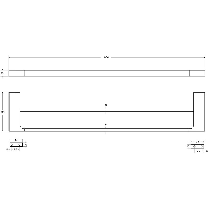 Полотенцедержатель Cezares Slider SLIDER-THD-60-GM двойной Оружейная сталь