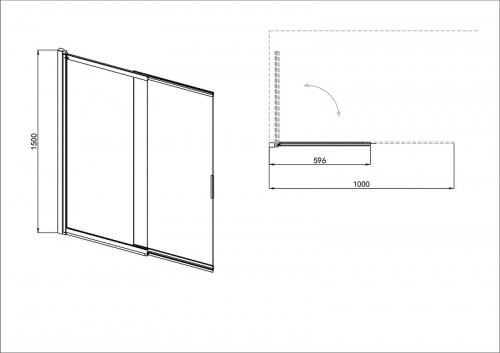 Шторка на ванну Aquatek 100х150 AQ.BSS.100.1GM профиль Оружейная сталь стекло прозрачное