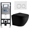 Комплект унитаза с инсталляцией WeltWasser AMBERG 506 + MERZBACH 043 XL MT-BL + AMBERG RD-WT 10000014120 цвет Черный матовый с сиденьем Микролифт и клавишей смыва цвет Белый