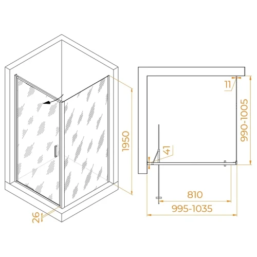 Душевой уголок RGW Stilvoll 100x100 703213500-14 профиль цвет Черный стекло прозрачное