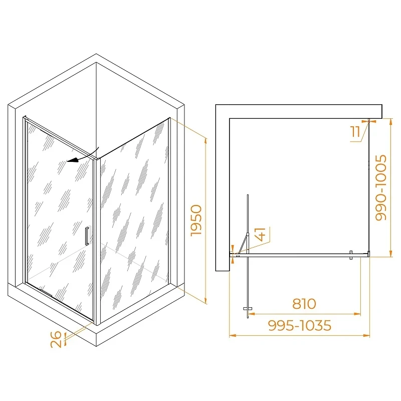 Душевой уголок RGW Stilvoll 100x100 703213500-14 профиль цвет Черный стекло прозрачное