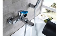 Смеситель для ванны Lemark Aura LM0614C Хром Синий латунь на стену