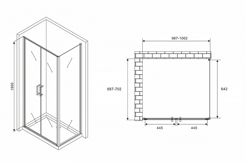 Душевой уголок Abber Sonnenstrand 100x70 AG04100C-S70 профиль Хром стекло прозрачное