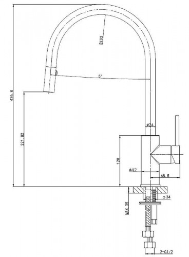 Смеситель для кухни Wonzon &amp; Woghand WW-422902-CR цвет Хром