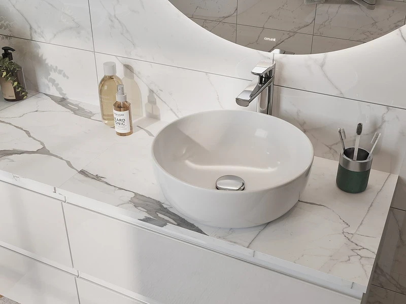Столешница под раковину Cersanit Stone 60 63856 Белая матовая искусственный камень (литьевой мрамор)
