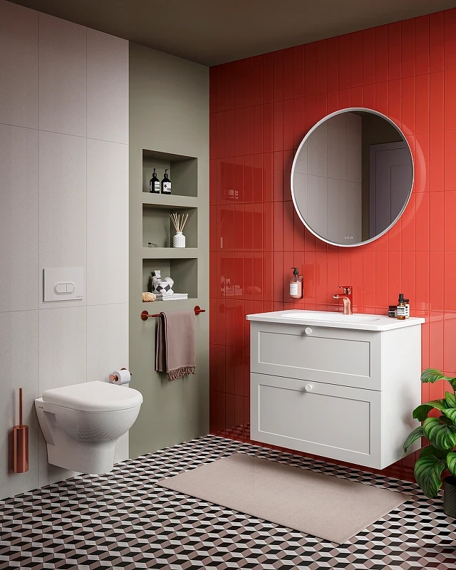 Комплект унитаза с инсталляцией Vitra Zentrum L-box 9012B003-7206 с сиденьем Микролифт и клавишей смыва Хром глянцевый фарфор подвесной