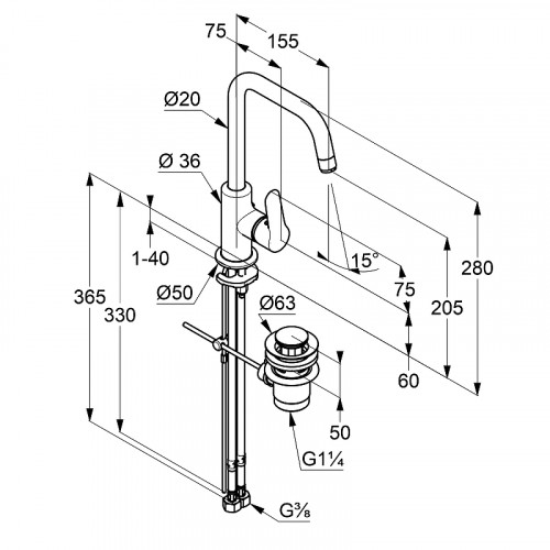 Смеситель для раковины Kludi Objekta 320230575 Хром латунь