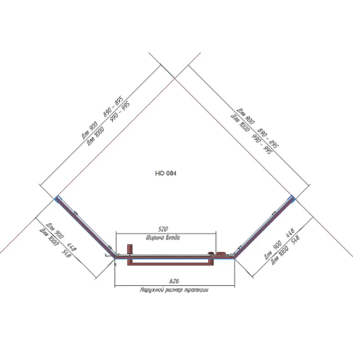 Душевой уголок RGW Hotel HO-084 90x90 350608499-11 профиль Хром стекло прозрачное