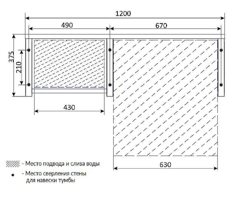 Столешница под раковину 1MarKa Grunge Loft 120 Ц0000004100 над стиральной машиной Дуб Вотан