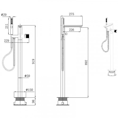 Смеситель для ванны Allen Brau Liberty 5.33012-31 Черный матовый латунь на пол