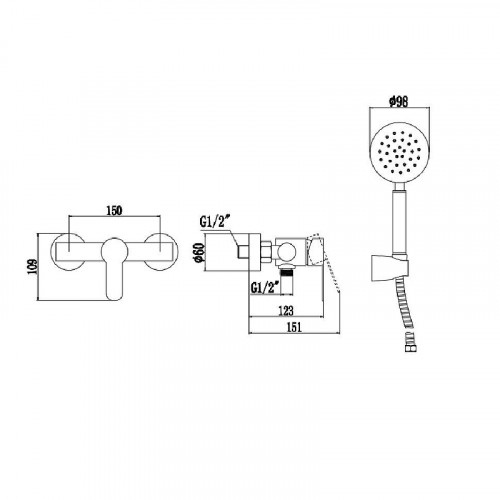 Смеситель для душа Fmark FS8203H цвет Черный