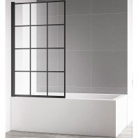 Шторка на ванну AQUAme 80 L AQM2858-L профиль Черный матовый стекло прозрачное