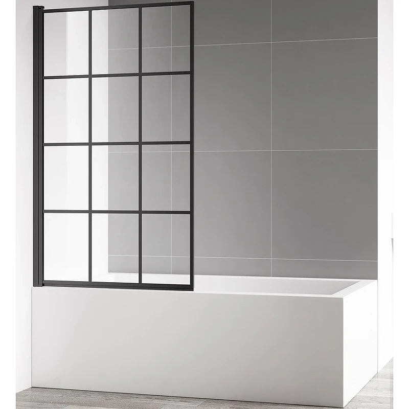 Шторка на ванну AQUAme 80 L AQM2858-L профиль Черный матовый стекло прозрачное