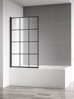 Шторка на ванну AQUAme 80 L AQM2858-L профиль Черный матовый стекло прозрачное