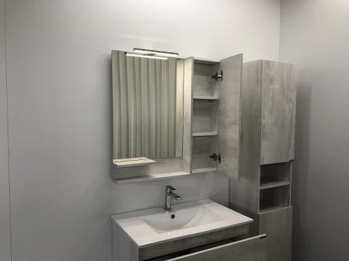 Зеркало со шкафом Comforty Верона 75 00004137100 Дуб белый МДФ / ЛДСП, стекло