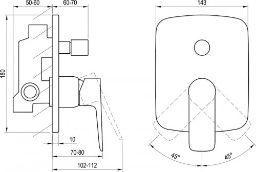 Смеситель для душа Ravak Classic CL 061.00 X070086 Хром латунь встраиваемый