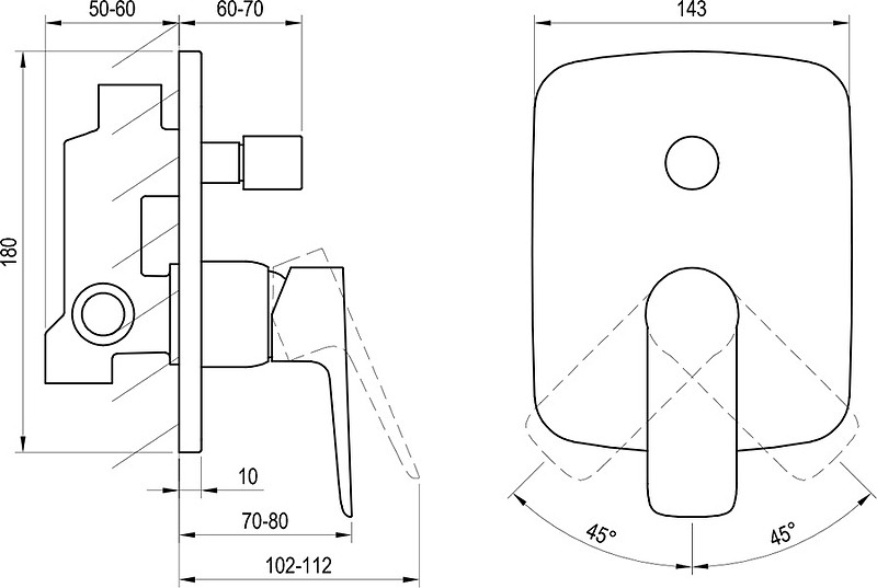 Смеситель для душа Ravak Classic CL 061.00 X070086 Хром латунь встраиваемый