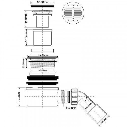 Сифон для душевого поддона McAlpine MRS8CPBS цвет Белый