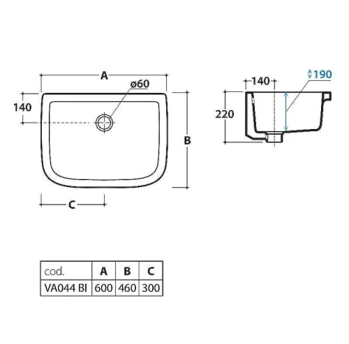Раковина Globo Lavabi d arredamento 60 VA044.BI*0 Белая