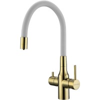 Смеситель для кухни Paulmark Salix Sa213419-Gw Золото Белый латунь