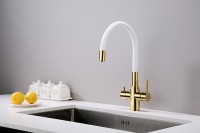 Смеситель для кухни Paulmark Salix Sa213419-Gw Золото Белый латунь