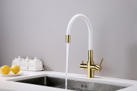 Смеситель для кухни Paulmark Salix Sa213419-Gw Золото Белый латунь